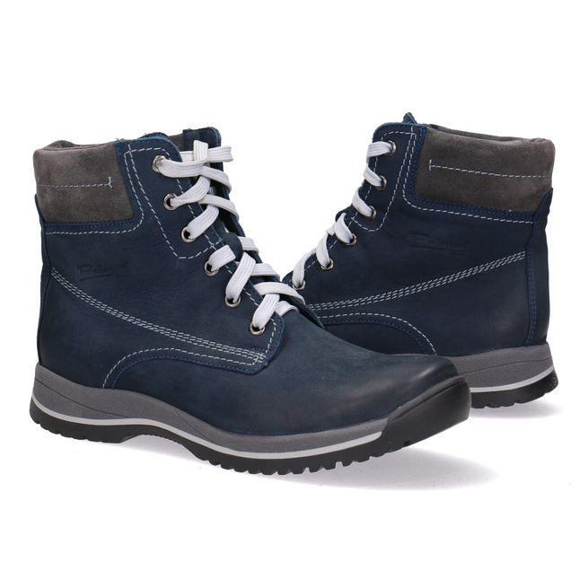 Dámské kožené boty Pollonus navy blue 5-0739-021