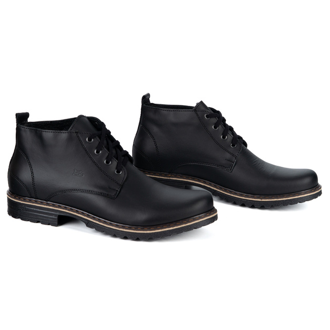 Pánská kotníková obuv zimní kožená zateplená 2119S černá