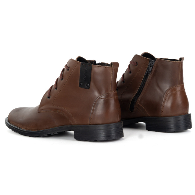 Pánské kožené boty C20F pro zimní zateplené městské boty, tmavě hnědé