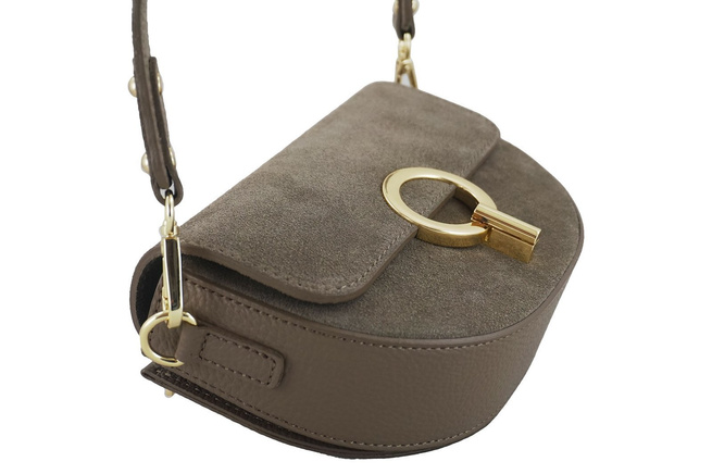 Modna torebka wizytowa skórzana - Beżowa ciemna