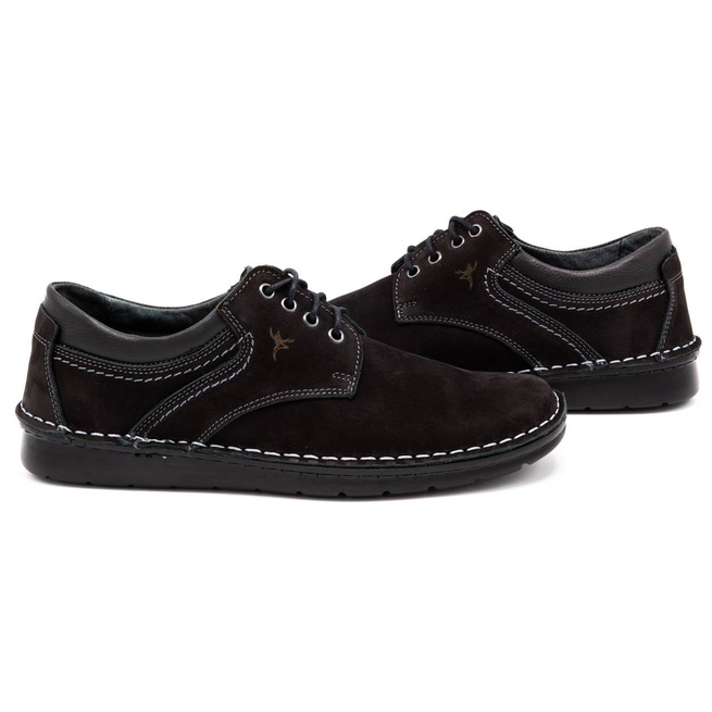 Pánská kožená obuv black nubuck casual 7095 - Olivier shoes
