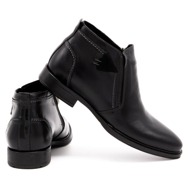 Buty męskie skórzane zimowe 200 czarne