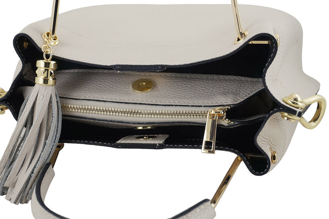 Dámská kožená kabelka Světle béžová