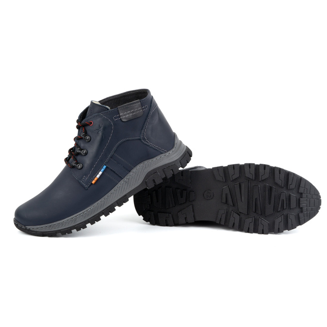 Pánské zimní kožené boty 119GT navy blue