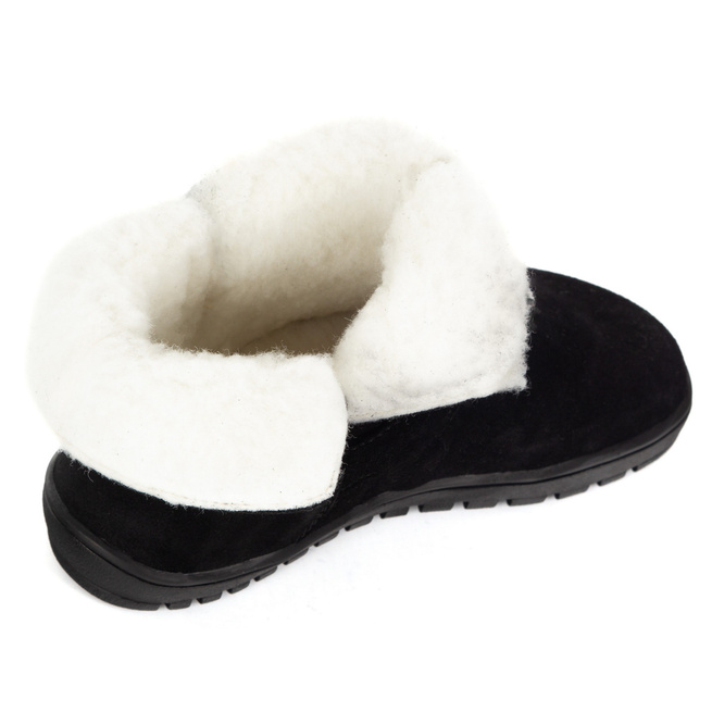 Buty damskie BAREFOOT zimowe Olivier Harper czarne skórzane, ocieplane wełną merino