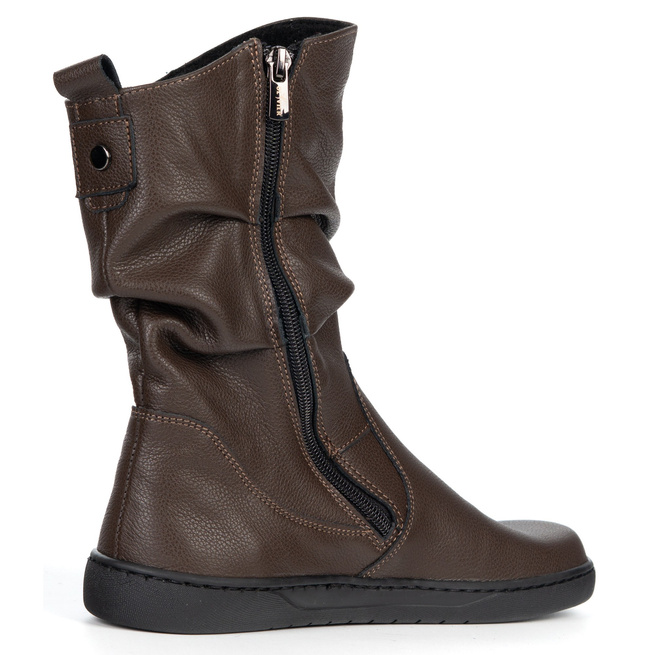 Dámské boty BAREFOOT zateplené kožené Freja Polish brown face