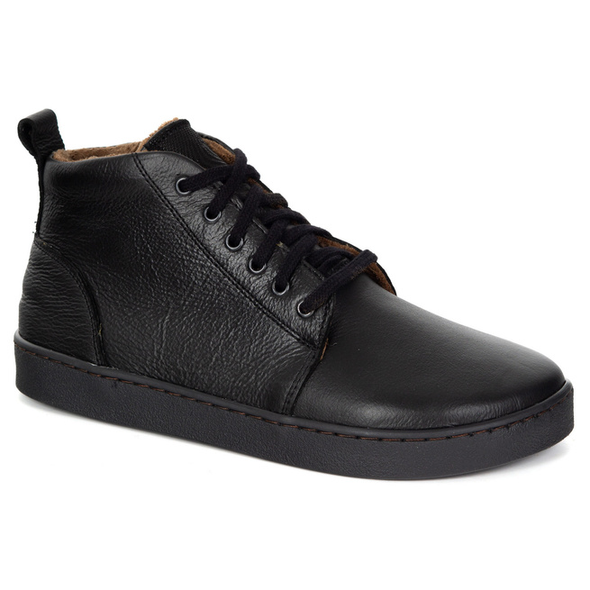 Buty damskie zimowe barefoot skórzane Z-B04 czarne