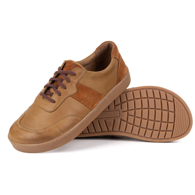 Buty męskie skórzane BAREFOOT 0549 rude