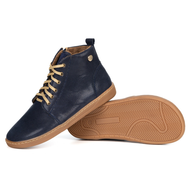 Dámské zimní boty barefoot kožené Z-B04 vzor modrá