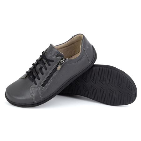 Damskie minimalistyczne buty skórzane barefoot model 1243 szare