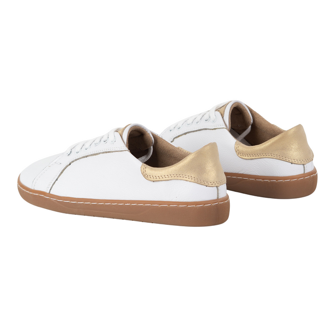 Białe Damskie Skórzane Trampki Barefoot AURA | Klasyczne Buty Minimalistyczne, Zerowy Drop