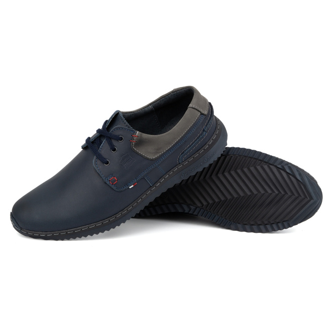 Buty Męskie Skórzane Casual Model 308GT niebieskie