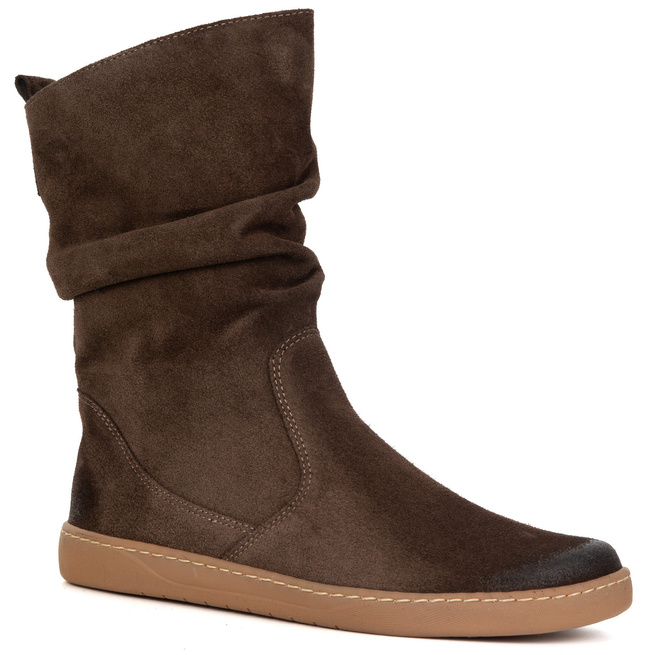 Buty Damskie botki BAREFOOT skórzane ocieplane Freja polskie brązowe