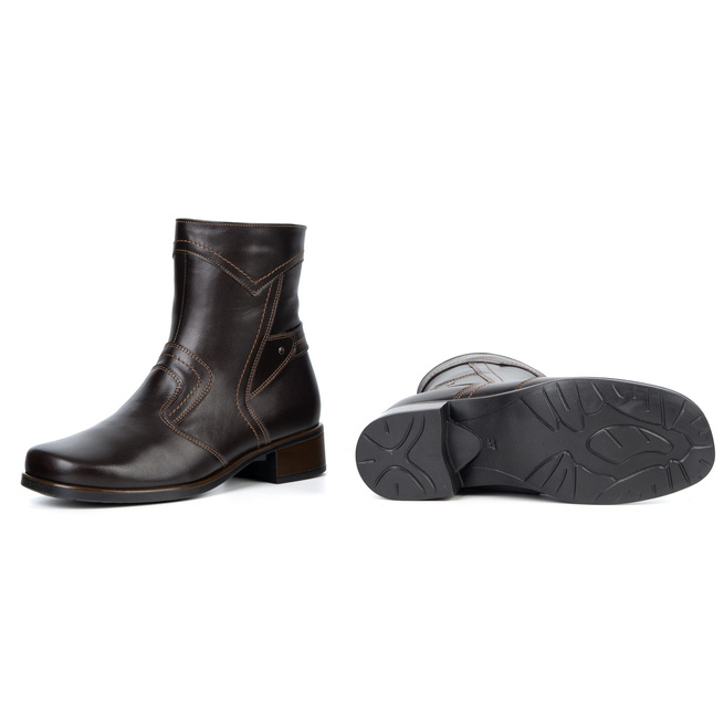 Dámské zateplené kožené boty se zipem 888BB hnědé