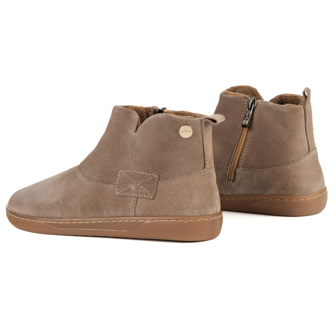 Dámské zimní boty barefoot kožené Z-B07 béžové velurové na zip