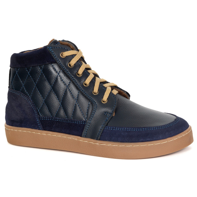 Buty damskie zimowe barefoot skórzane Z-B05 granatowe