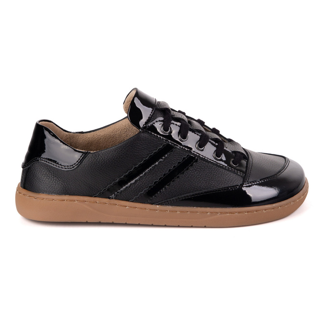 Sneakersy barefoot damskie Kaia Olivier – anatomiczne buty skórzane czarny floter z lakierem