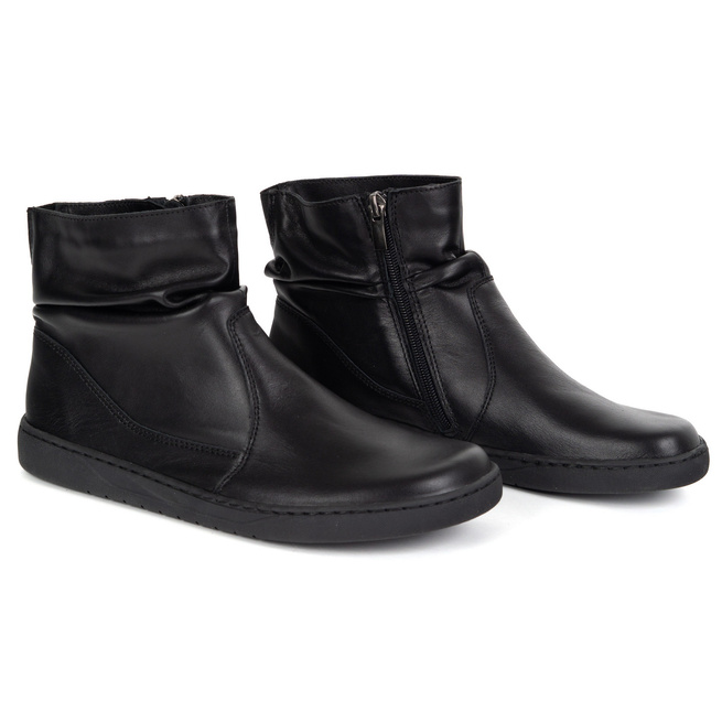 Damskie buty barefoot sztyblety z zamkiem ocieplane 1297 czarne