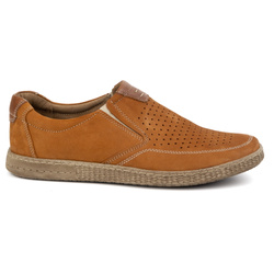 Buty męskie skórzane Casual ażurowe 854/L/2 rude