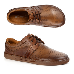 BAREFOOT Męskie buty skórzane sznurowane minimalistyczne 115KZ perforowane brązowe