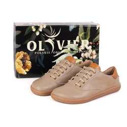 Sneakersy barefoot damskie Maja Olivier – anatomiczne buty skórzane cappuccino