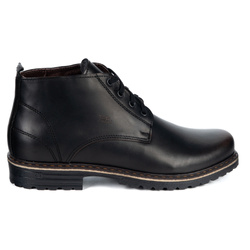 Trzewiki męskie z naturalnej skóry POLBUT 2119S zimowe obuwie miejskie czarne z brązem