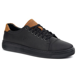 Buty męskie skórzane sneakersy 2109 czarne z brązem