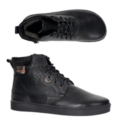 Buty męskie barefoot zimowe skórzane ocieplane szerokie 755MP czarne