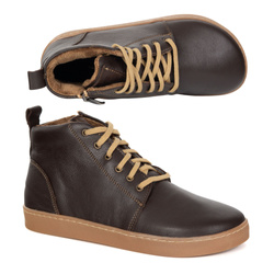 Buty damskie zimowe barefoot skórzane Z-B04 brązowe