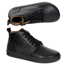 Buty damskie zimowe barefoot skórzane Z-B04 czarne