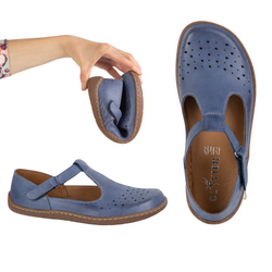 Damskie buty barefoot ze skóry naturalnej 1283 granatowe