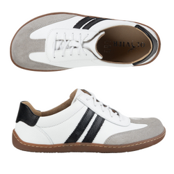 Buty BAREFOOT damskie skórzane minimalistyczne 1287 białe z czarnym sneakersy