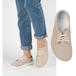 BAREFOOT Damskie minimalistyczne sneakersy 1288POL beż z białym