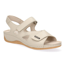 Skórzane sandały damskie Pollonus beżowe 5-0994-101