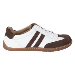 Buty BAREFOOT damskie skórzane minimalistyczne 1287 białe z brązowym nubukiem sneakersy