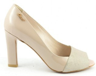 Czółenka lakierowane na słupku 04677 pudrowy róż