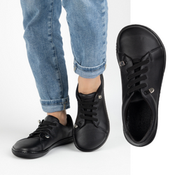 Buty damskie barefoot minimalistyczne skórzane 0771W czarny groszek