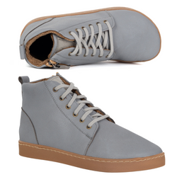 Buty damskie zimowe barefoot skórzane Z-B04 szare