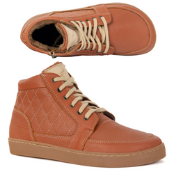 Buty damskie zimowe barefoot skórzane Z-B05 rude – ocieplane, zero-drop, szeroki przód