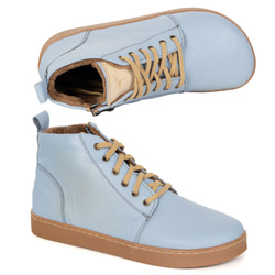 Buty damskie zimowe barefoot skórzane Z-B04 niebieskie