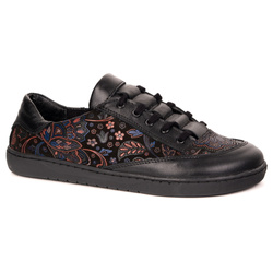 Sneakersy barefoot damskie Kaia Olivier 101MP – anatomiczne buty skórzane czarny kwiaty 
