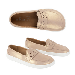 Mokasyny damskie barefoot Inga z szerokim przodem POLSKIE różowe złoto