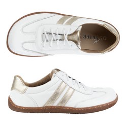 Buty BAREFOOT damskie skórzane minimalistyczne 1287 białe ze złotym sneakersy