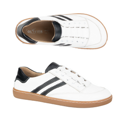 Sneakersy barefoot damskie Kaia Olivier buty skórzane białe z czarnym