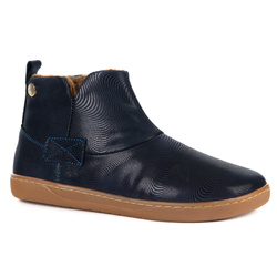 Buty damskie zimowe barefoot skórzane Z-B07 GRANATOWE niebieska fala na zamek