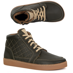 Buty damskie zimowe barefoot skórzane Z-B05 zielone