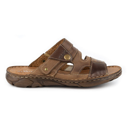 Klapki męskie skórzane 460MP brązowe