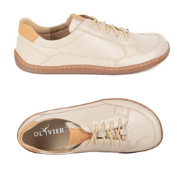 BAREFOOT Damskie minimalistyczne sneakersy skórzane OLIVIER 1282 beżowe