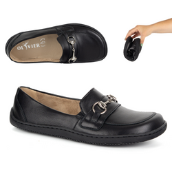 Barefoot damskie mokasyny skórzane minimalistyczne 1288AR czarne