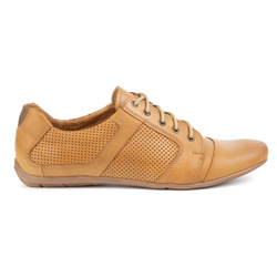 Męskie półbuty skórzane sznurowane POLBUT C34P perforowane casual rude